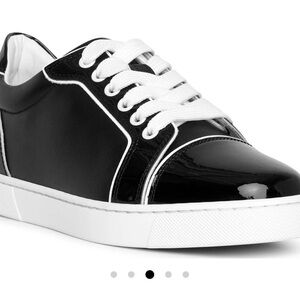 Christian Louboutin Black Patent Sneakers with White Trim